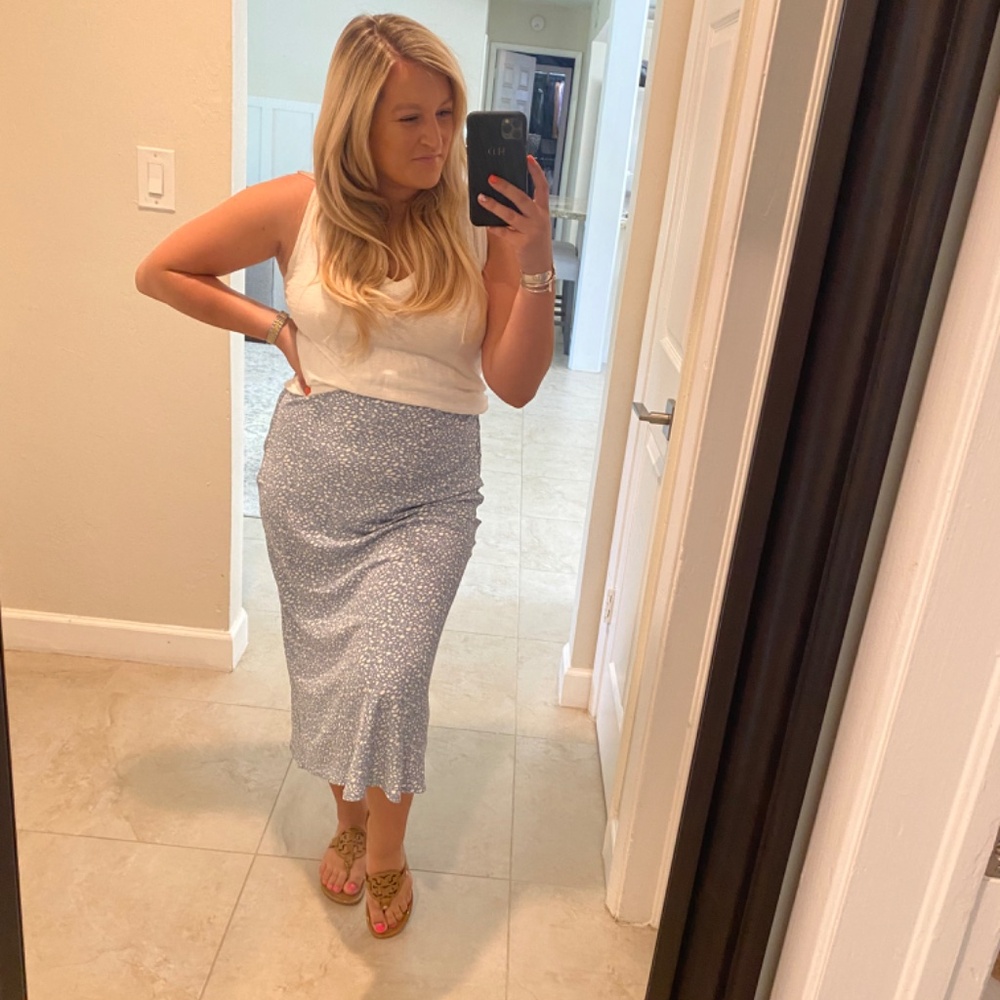 Silk blue and white skirt